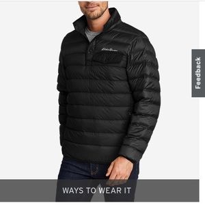 NWT Eddie Bauer Stratuslite Down Snap Mock - Black